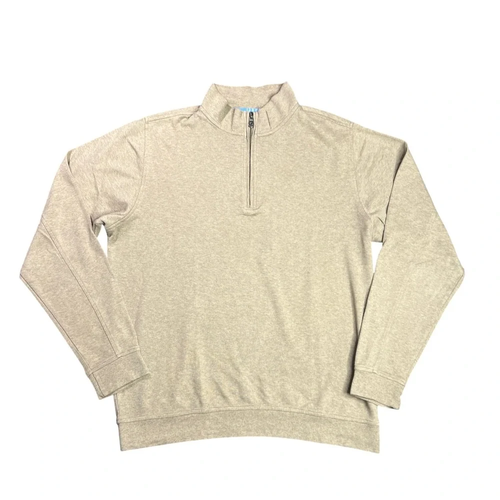Mountain Khakis Men's Medium‎ Tan Heathered Cotton Quarter Zip Pullover Sweater